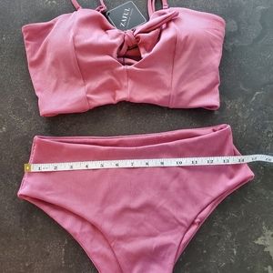 ZAFUL Ribbed Keyhole Tied High Waisted Tankini Swimsuit